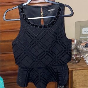 Express Black Sleeveless Peplum Camisole with Beaded Neckline